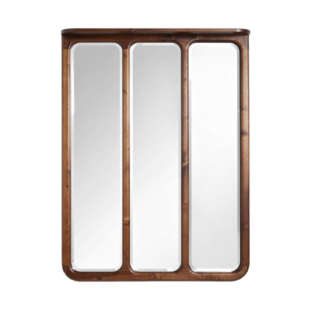 Elegant Wooden Frame Triple Mirror for Stylish Interiors
