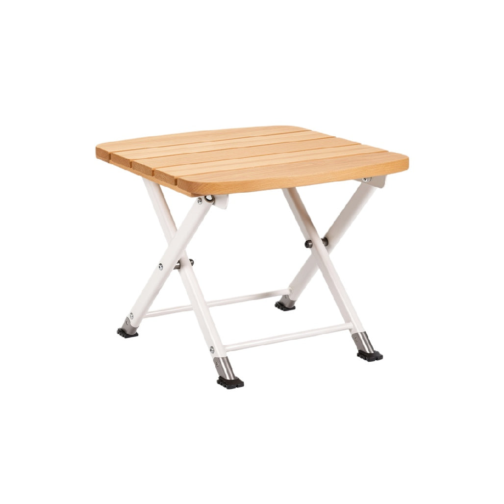 Portable Folding Square Table with Wooden Top and Metal Frame