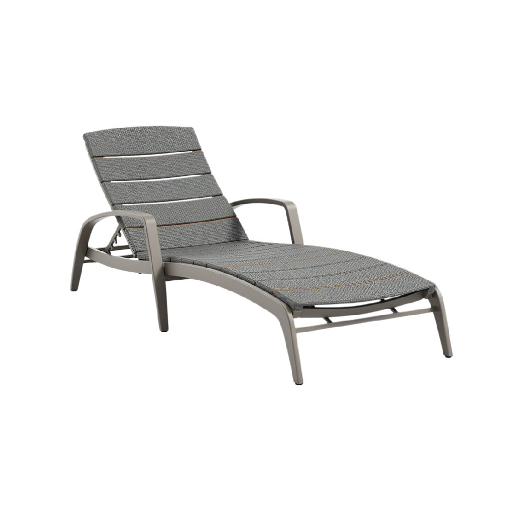 Modern Ergonomic Outdoor Chaise Lounge with Aluminum Frame and Textilene Fabric
