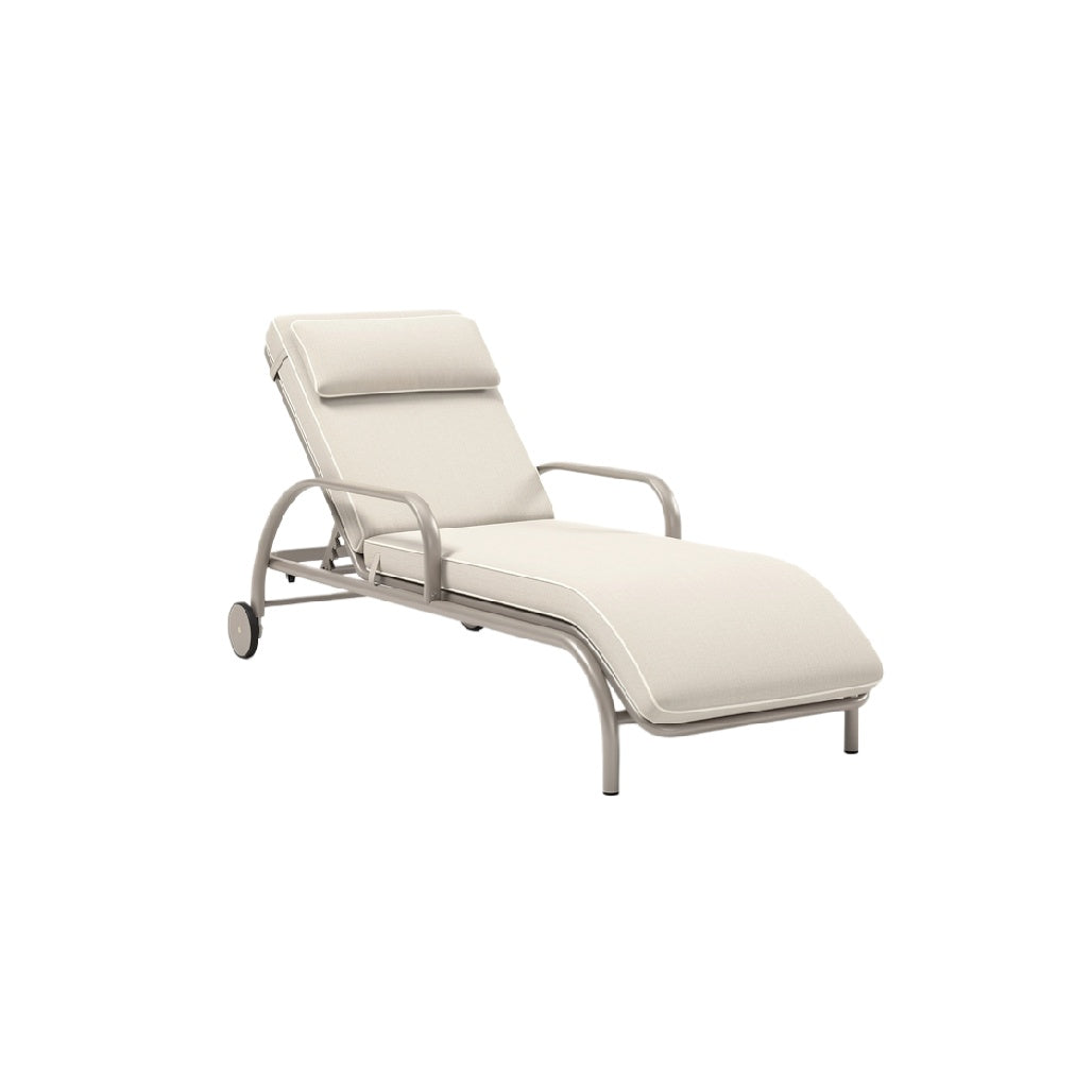 Adjustable Outdoor Chaise Lounge with Cushioned Headrest